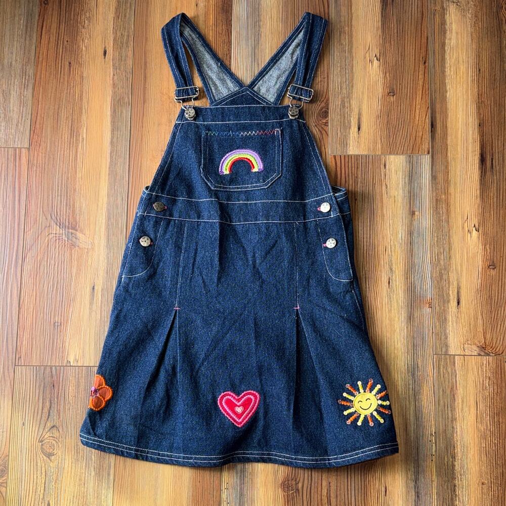 Vtg Disney Kids Rainbow Sparkle Denim Skirtall Girls Size: 6/6X Y2K Exc Cond